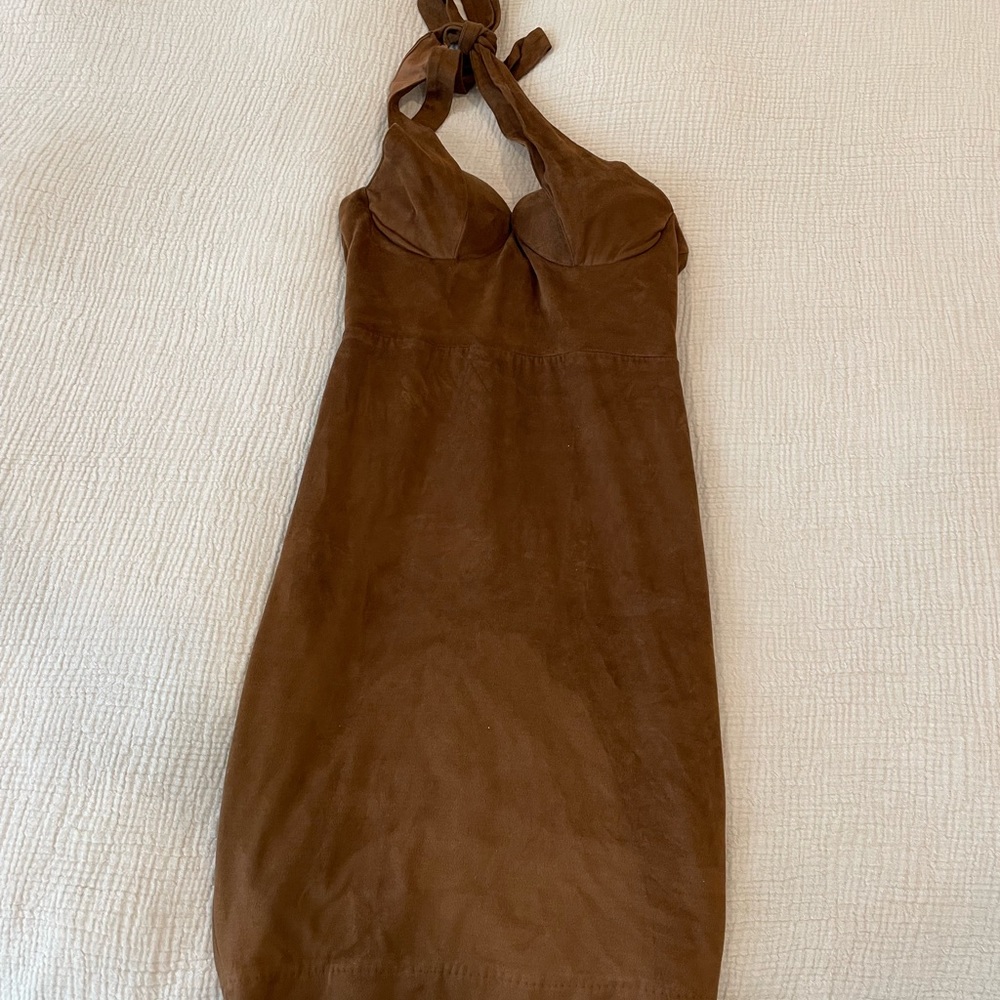Brown suede-like velvet-like dress from House of CB